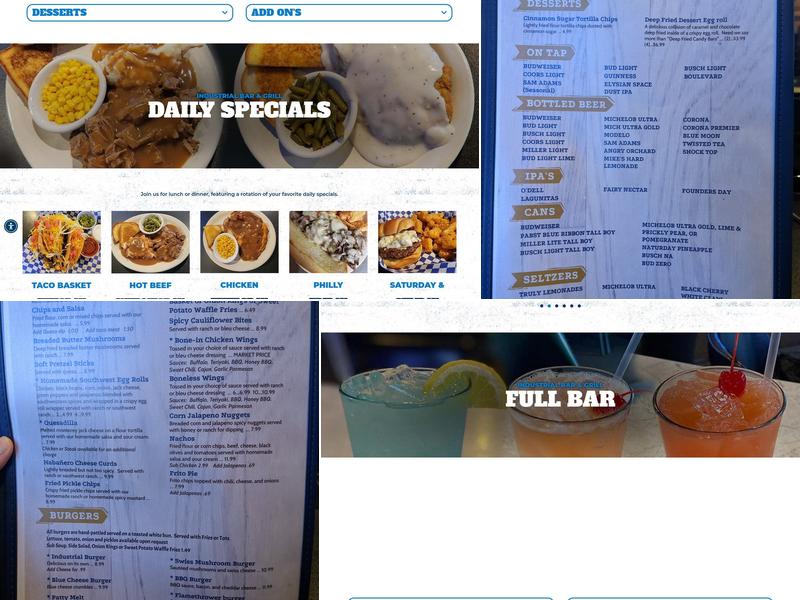 Industrial Bar & Grill Menu