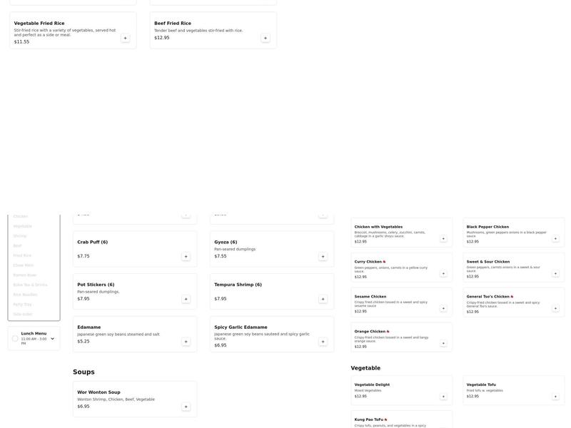 New Asian Fusion Menu