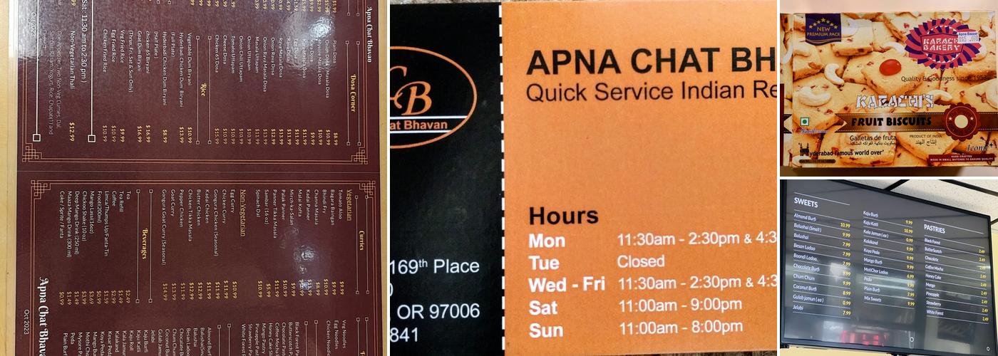 Apna Chat Bhavan Menu