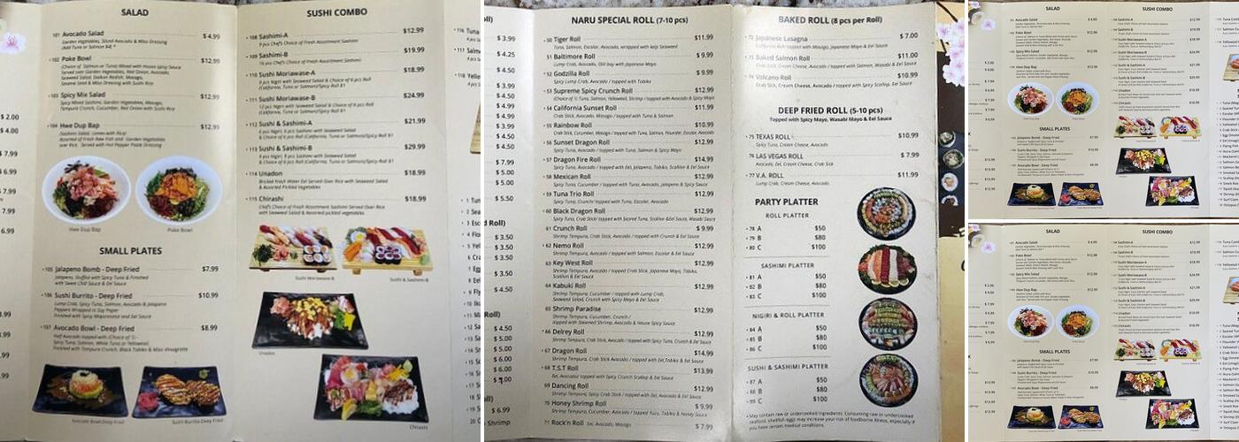 NARU SUSHI Menu
