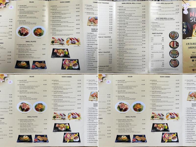 NARU SUSHI Menu