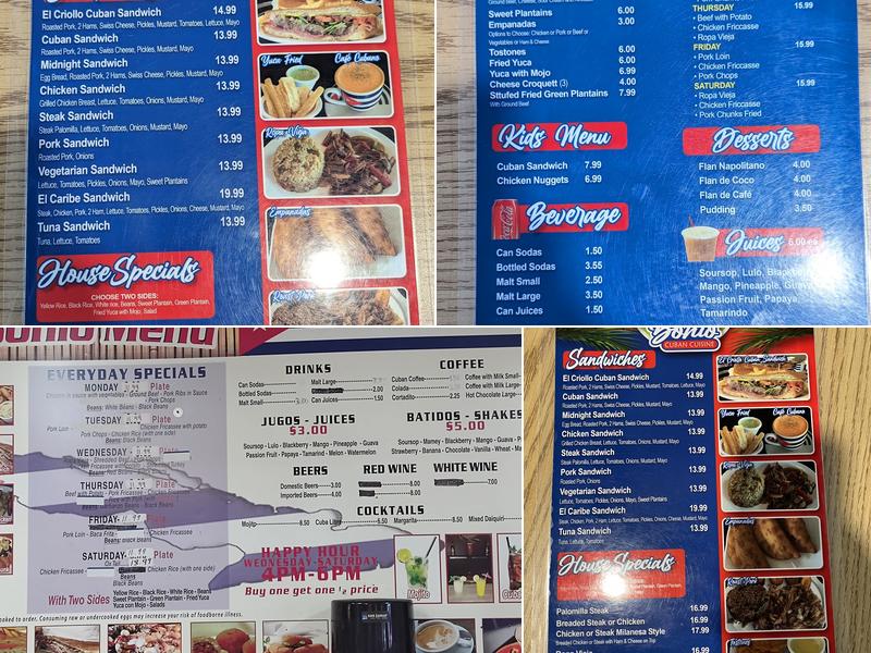 El Bohio Cuban Cuisine Menu