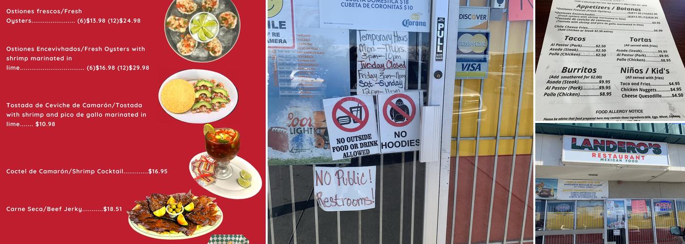 Landero's Mexican Restaurant Menu