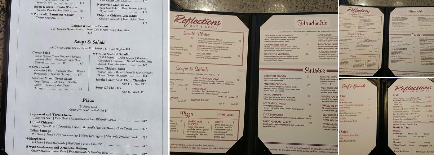 Reflections Bar & Grill Menu