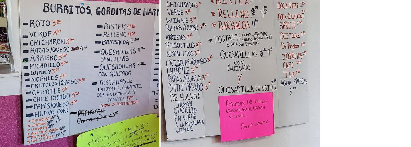 Burritoss To Go Menu