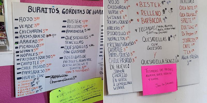 Burritoss To Go Menu