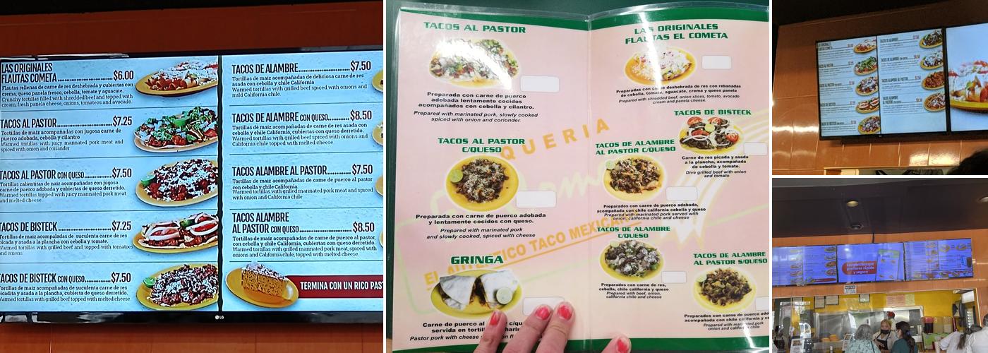 El Cometa - Taqueria El Autentico Taco Mexicano Menu