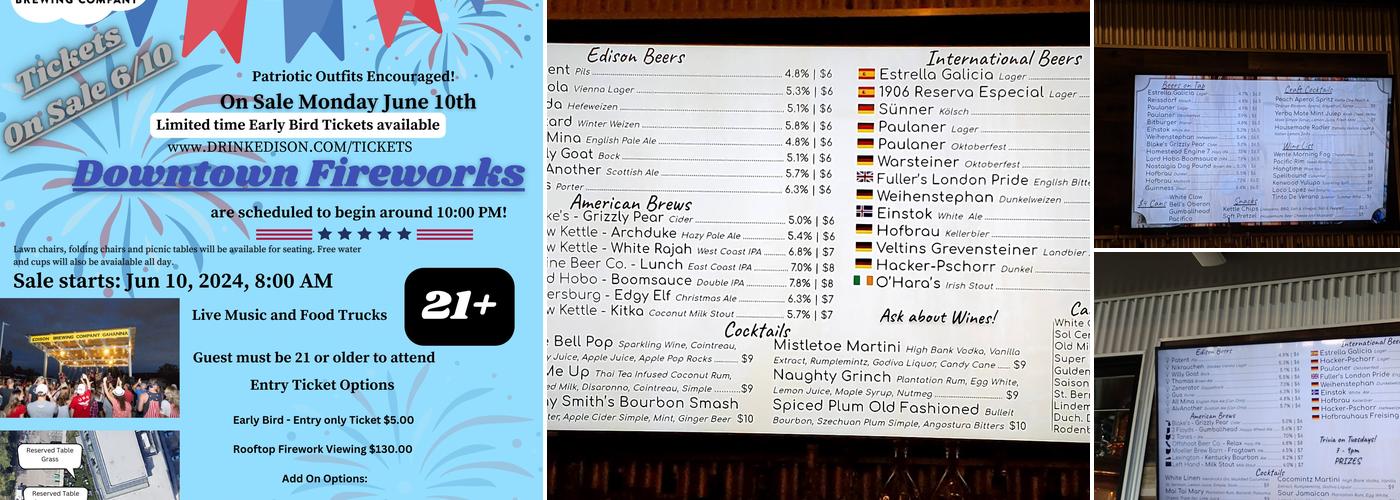 Edison Brewing Company Menu