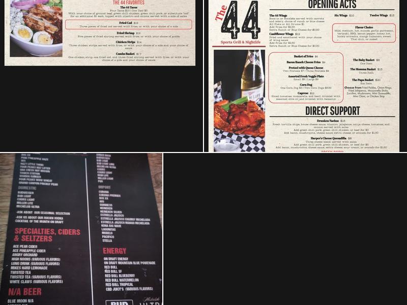 The 44 Sports Grill & Nightlife Menu
