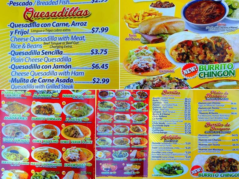 Taqueria La Korita Peoria Menu
