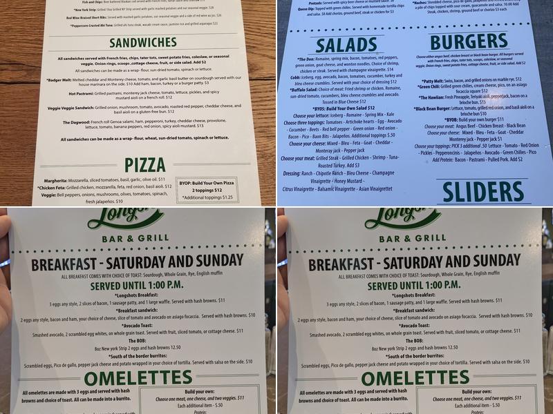 Longshots Bar & Grill Menu