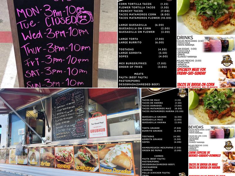 Too Good Papi LLC Menu