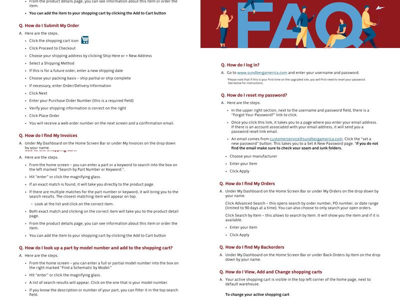 Sundberg America - Distribution Center Menu