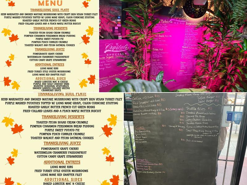 Crystals Soul Cafe Menu