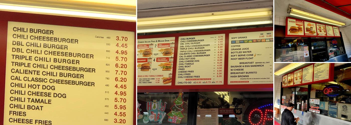 Original Tommy's World Famous Hamburgers Menu