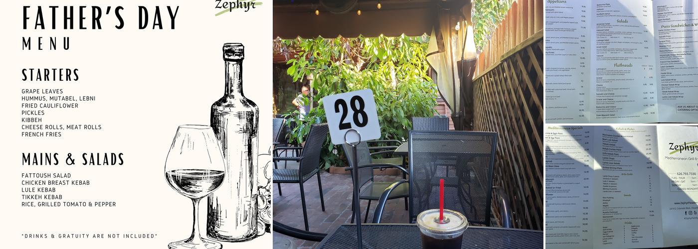 Zephyr Mediterranean Grill & Cafe Menu