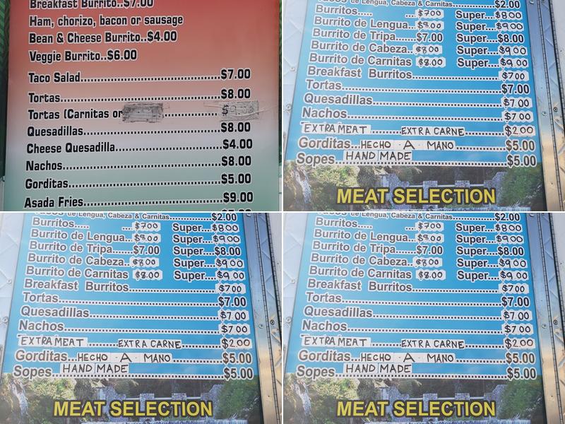 Reyes Taqueria Menu
