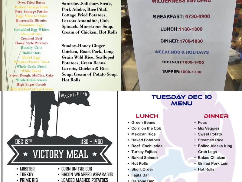 Wilderness Inn DFAC Menu