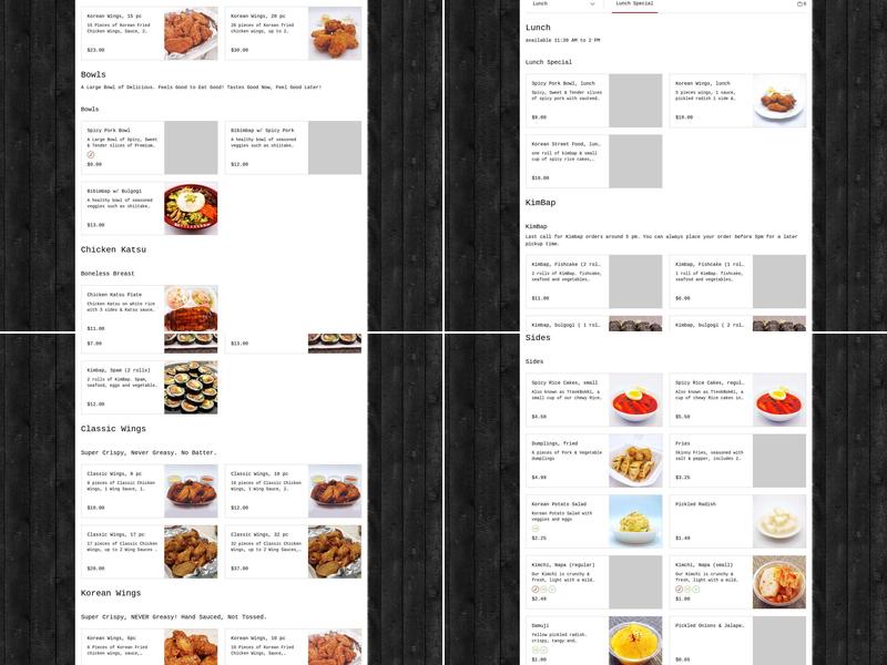 Chef's Kitchen To-Go Menu