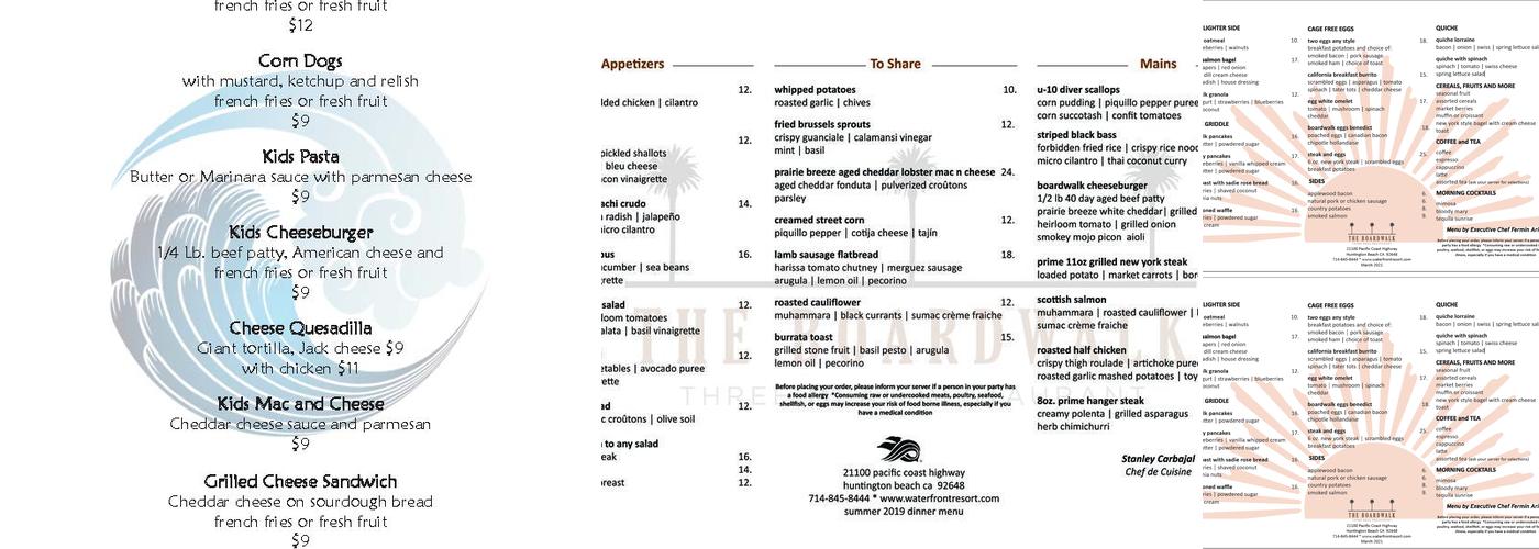 The Boardwalk Restaurant Menu