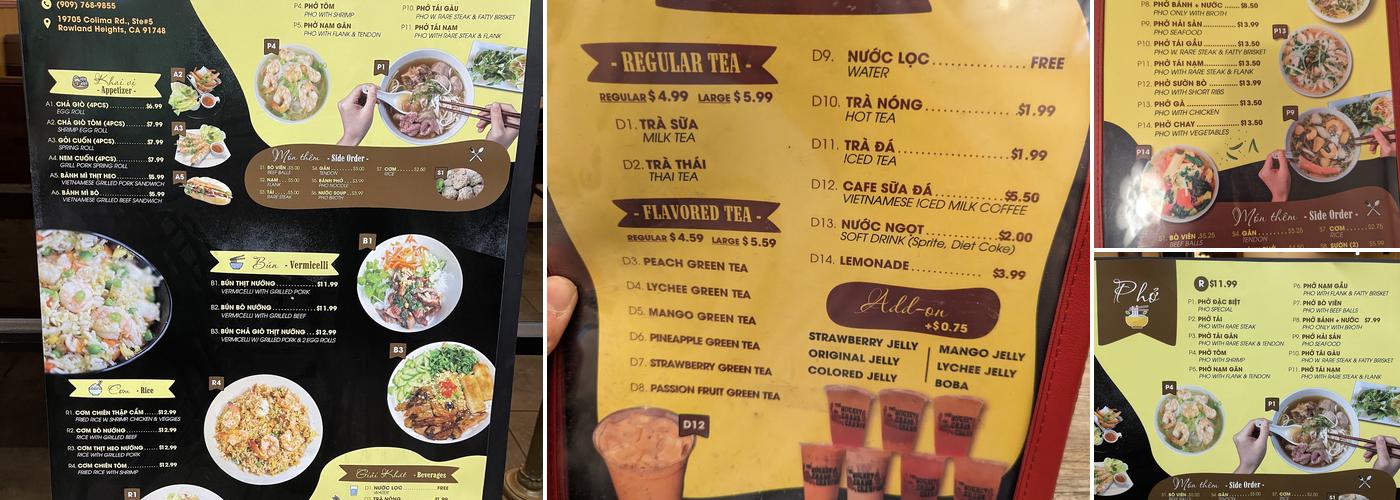 Pho Bro Menu