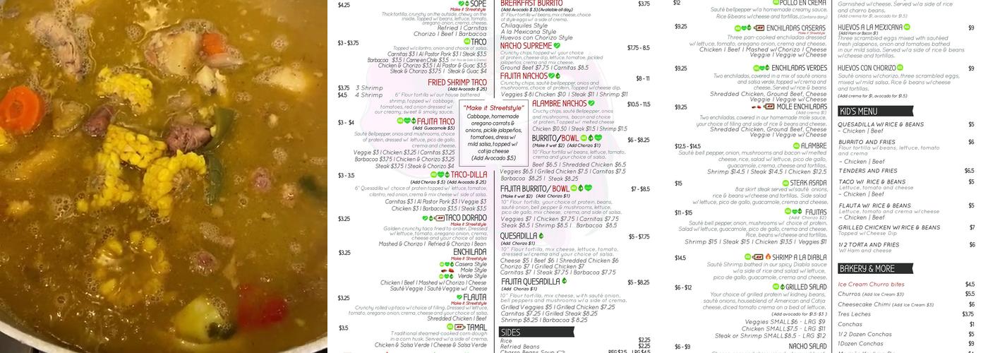 Maria's Home Made Antojitos Menu