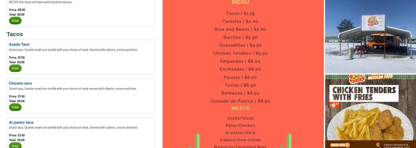 Antojitos Bety Menu