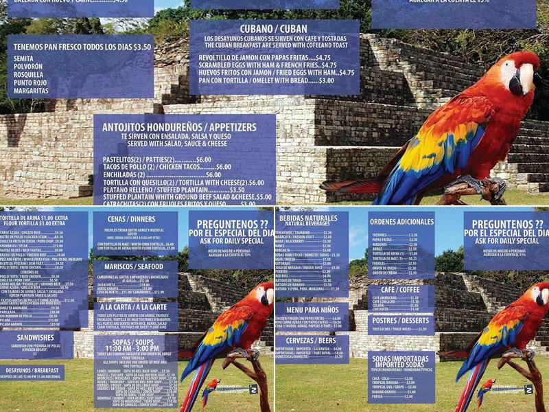 Restaurant hondureño Menu