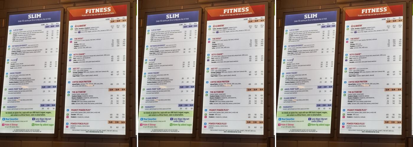 Smoothie King Menu