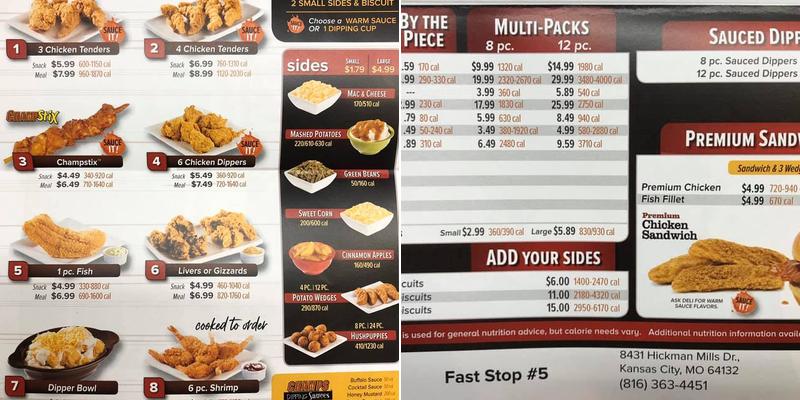 Champs Chicken Menu
