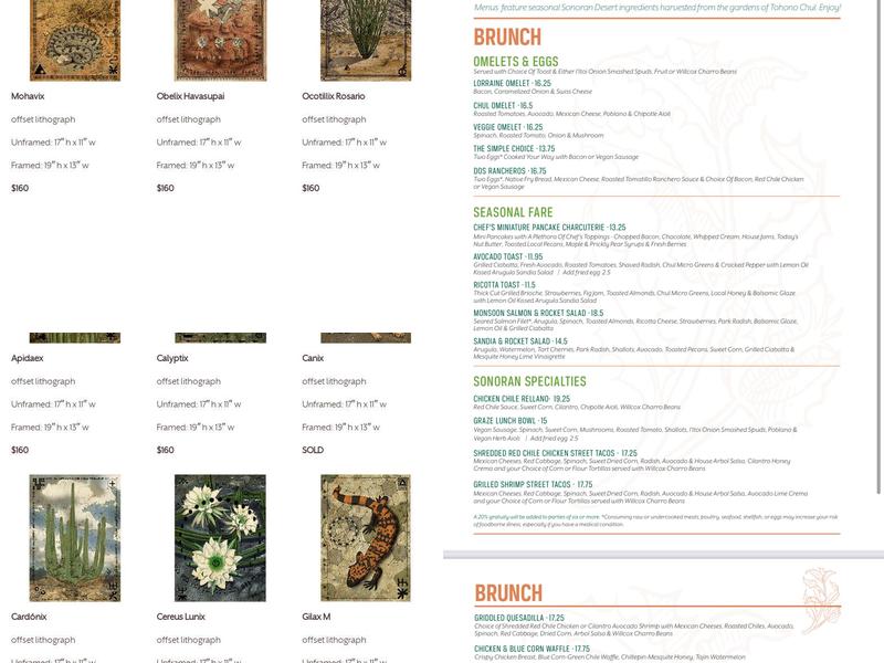 Tohono Chul | Gardens, Galleries, and Bistro Menu