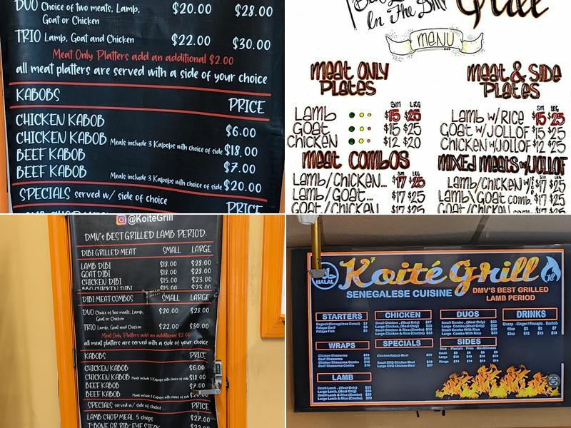 Koité Grill Menu