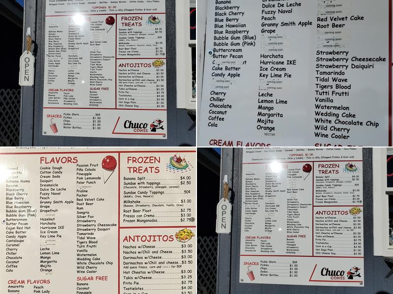 Chuco Cones Menu