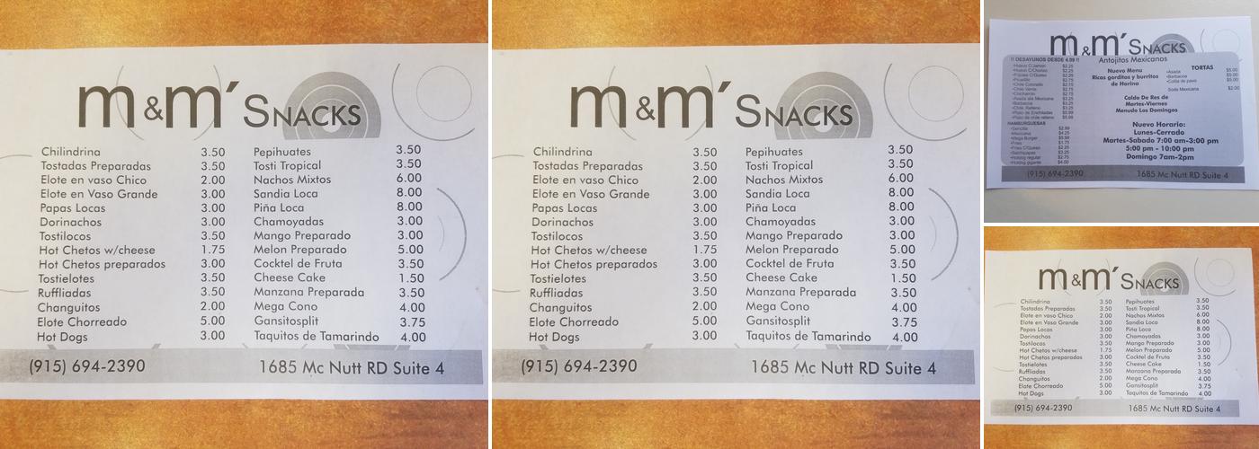 M&M’S Mexican Restaurant Menu