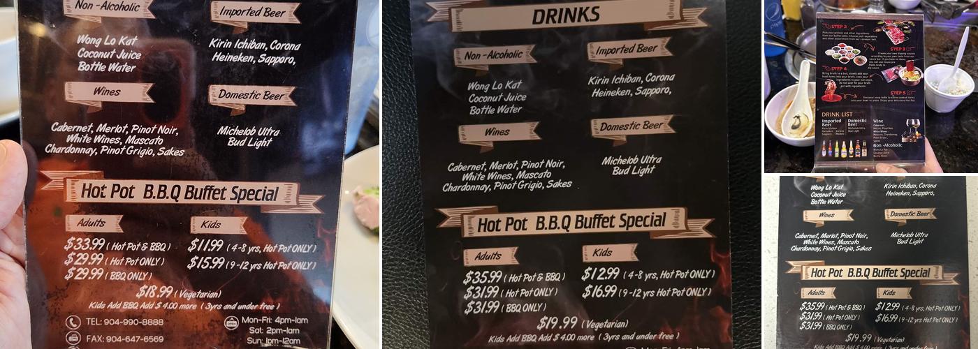 Hot Pot & BBQ Jax Menu