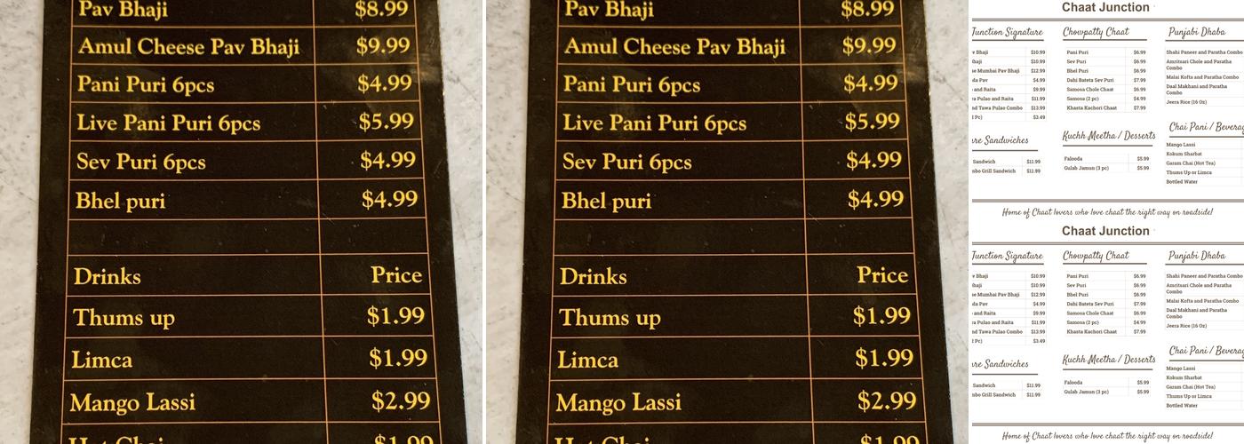 Chaat Junction Menu