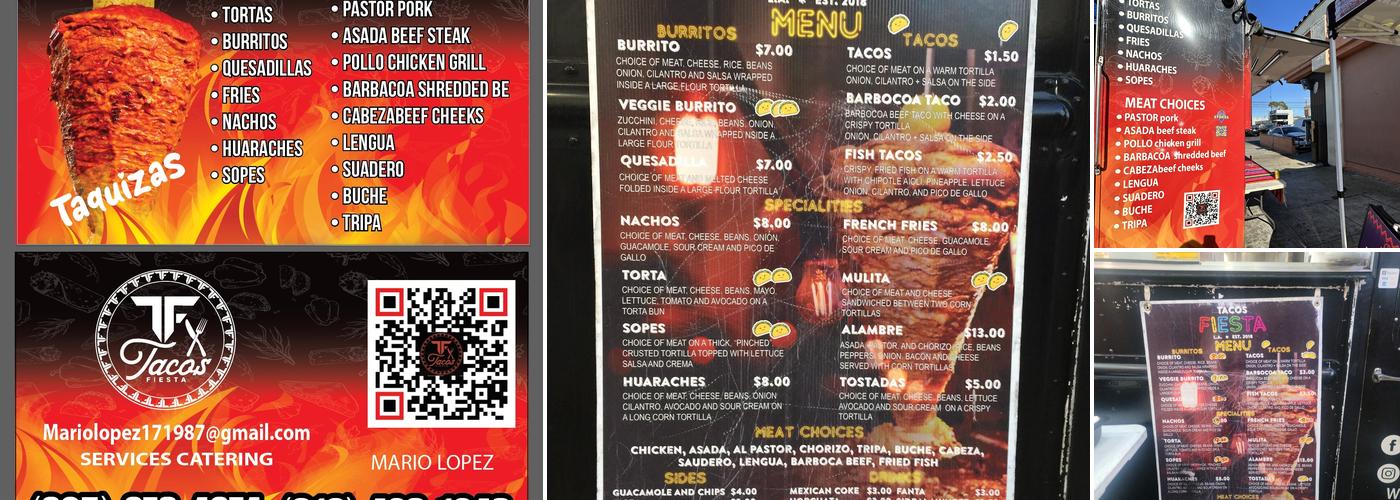 Tacos fiesta LA Menu