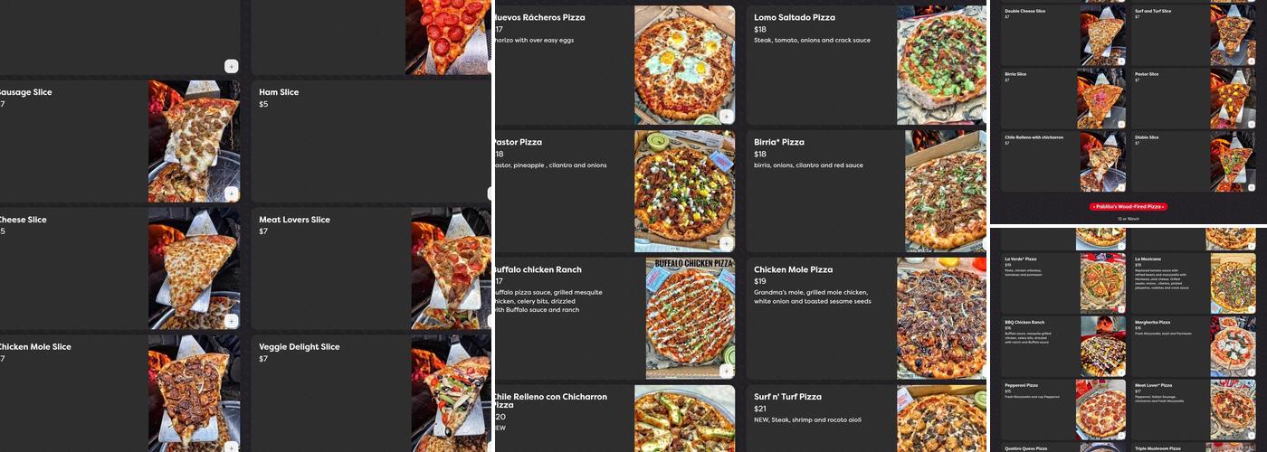 Pablito's Tacos Menu