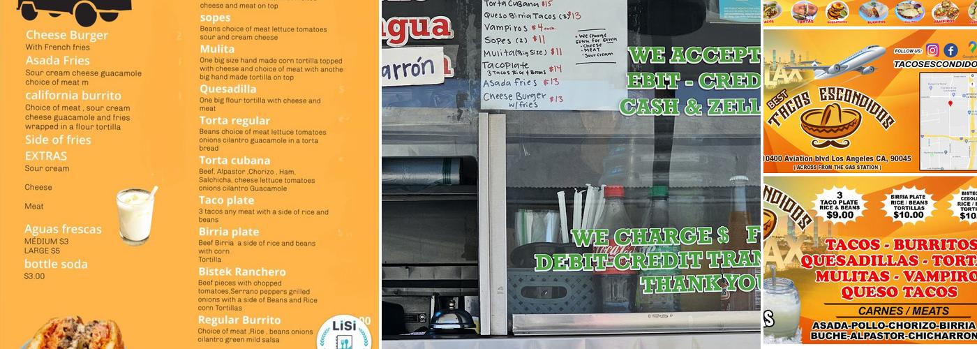 Tacos Escondidos Menu