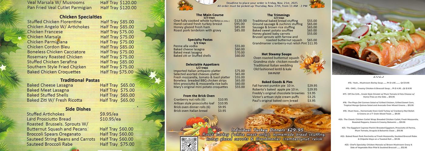 Roberto's Gourmet Kitchen Menu