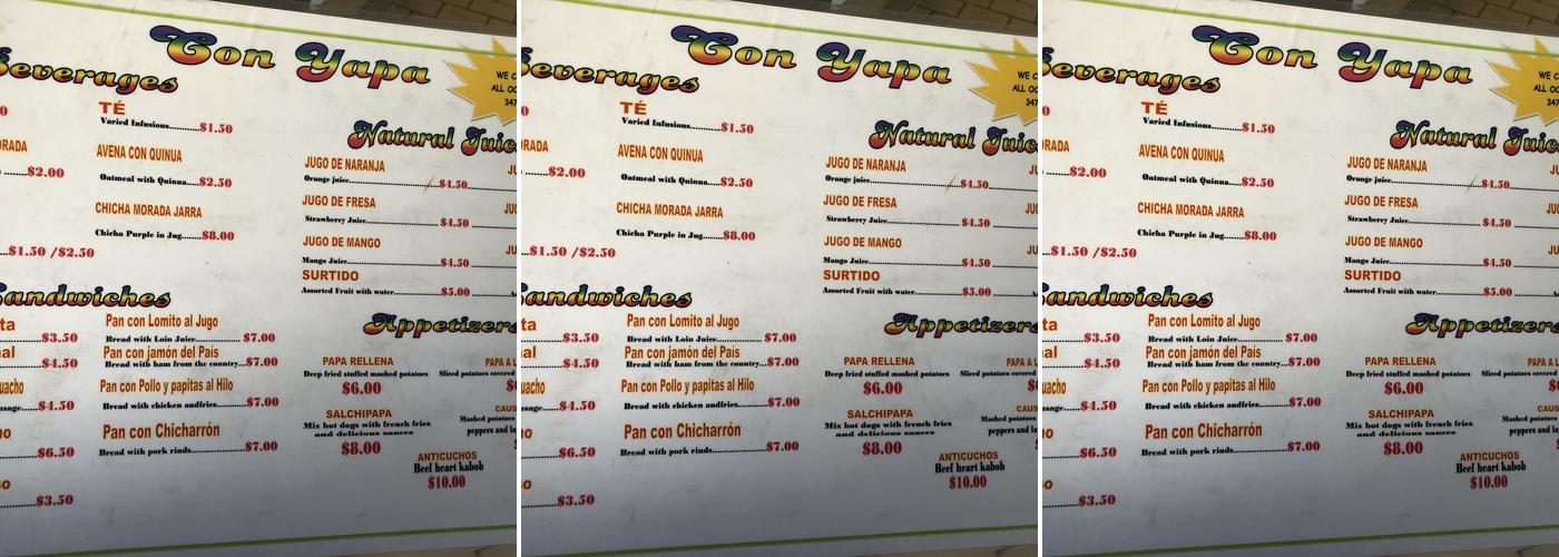 Con Yapa - Restaurant Peruana Menu