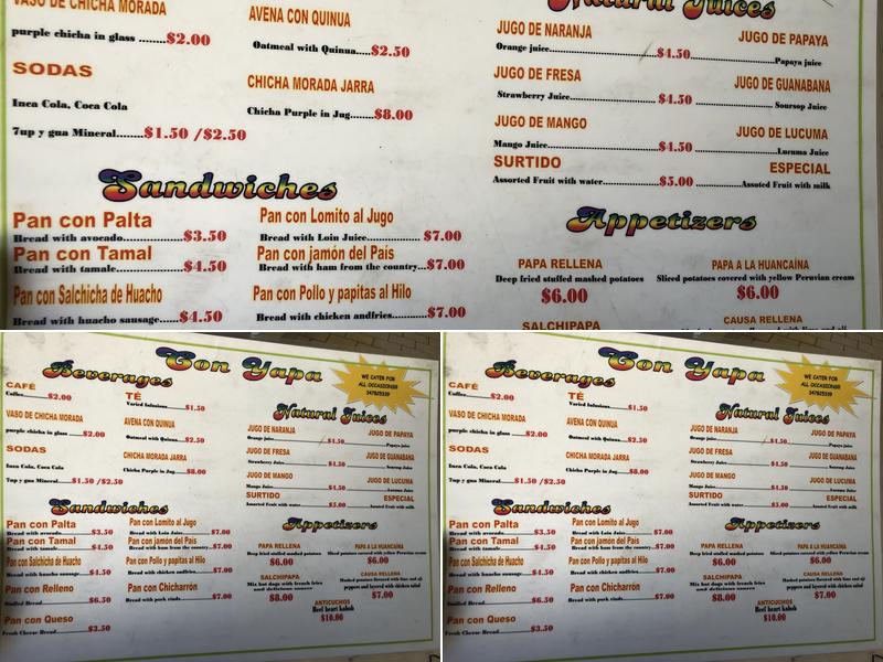 Con Yapa - Restaurant Peruana Menu