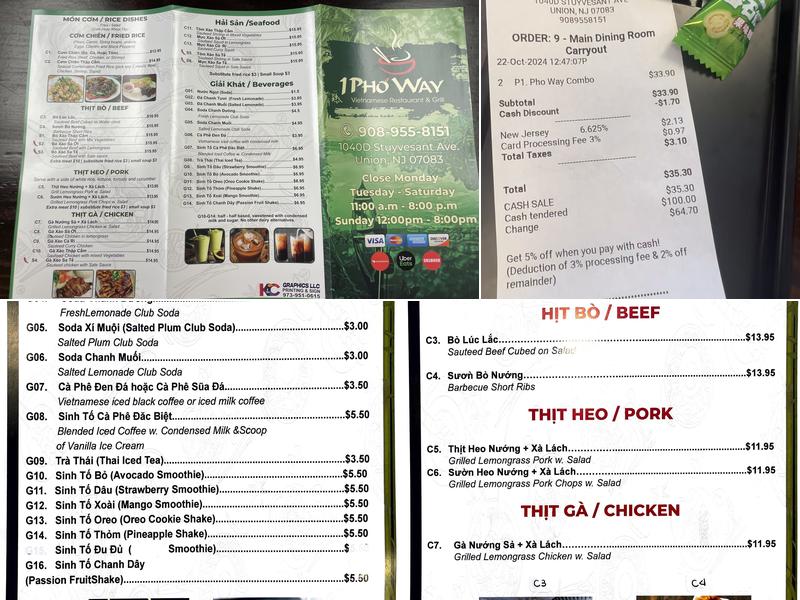 Pho way Menu
