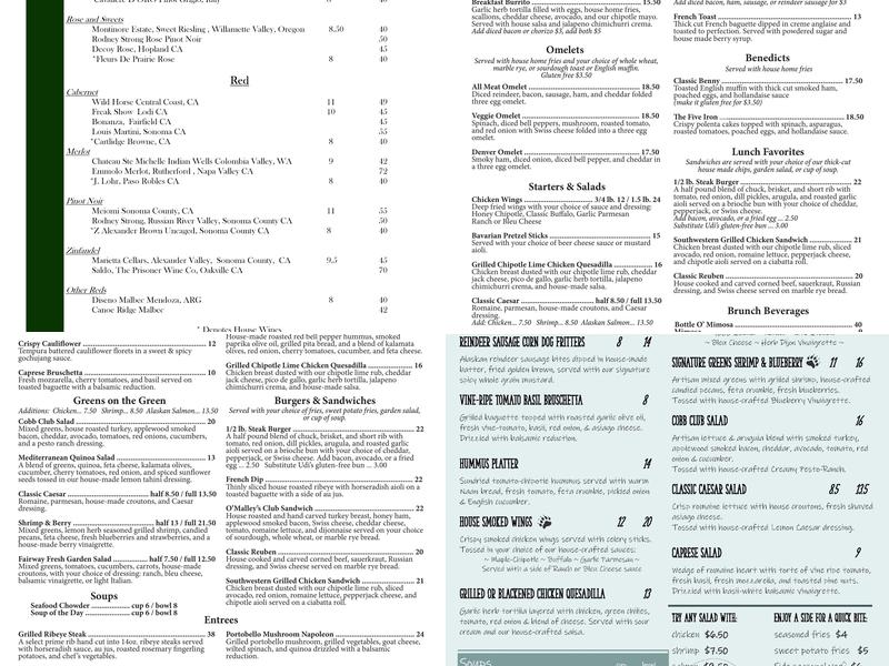 O'Malley's On the Green Menu