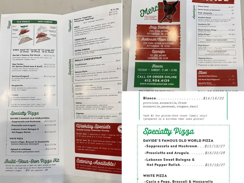 Pizzeria Davide Menu