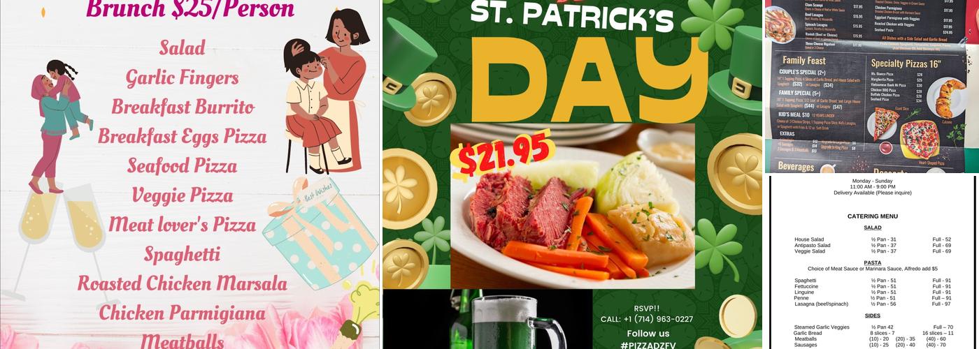 Fountain Valley Pizza D’Z Menu