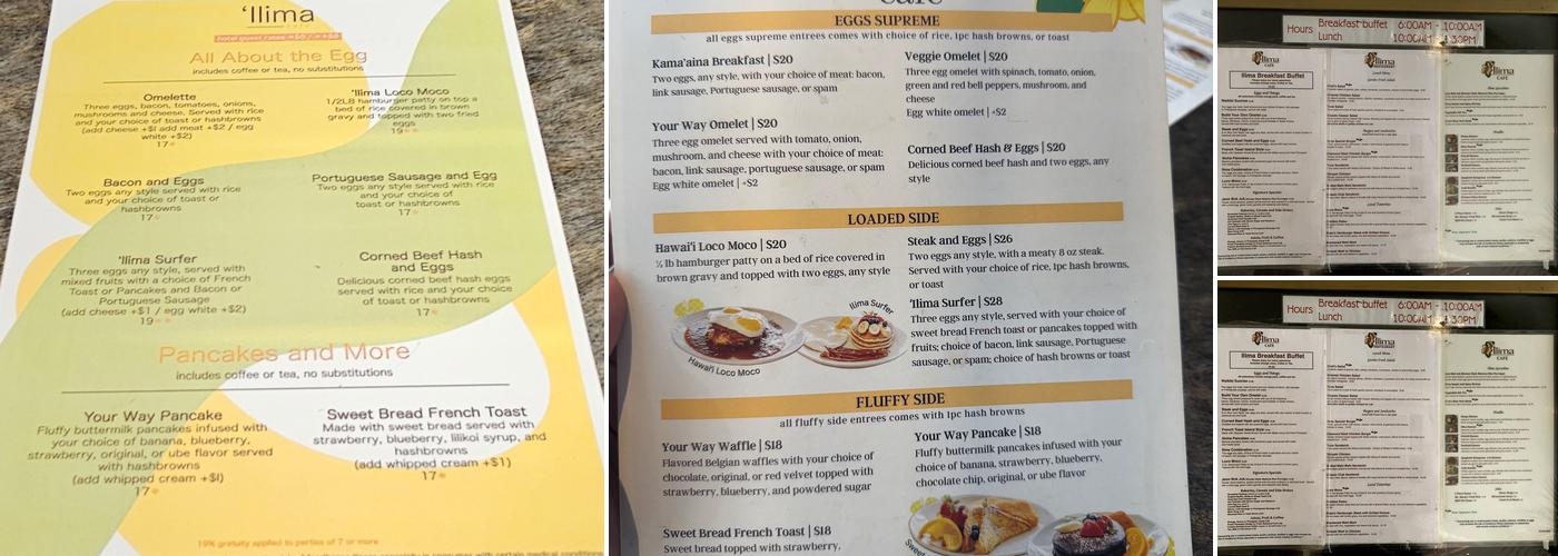 Ilima cafe Menu