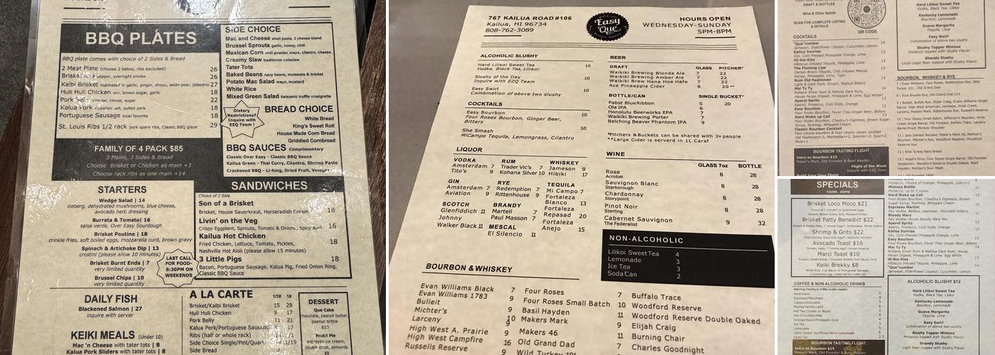 Easy ‘Que Menu