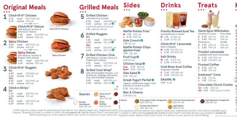 Chick-fil-A Menu