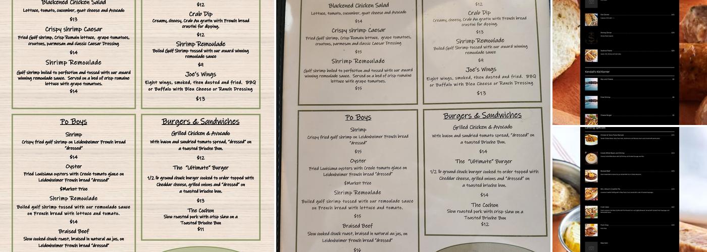 Segnette Landing Harbor Front Dining Menu